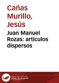 Juan Manuel Rozas: artículos dispersos | Biblioteca Virtual Miguel de Cervantes
