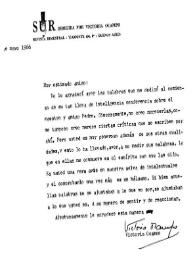 Ocampo, Victoria. Mayo de 1966 | Biblioteca Virtual Miguel de Cervantes