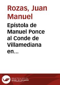 Epístola de Manuel Ponce al Conde de Villamediana en defensa del léxico culterano / Juan Manuel Rozas y Antonio Quilis | Biblioteca Virtual Miguel de Cervantes