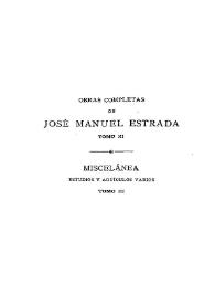Obras completas de José Manuel Estrada. Tomo XI | Biblioteca Virtual Miguel de Cervantes