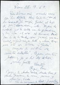 Carta de Francisco Rabal a su familia. Roma, 28 de septiembre de 1969 | Biblioteca Virtual Miguel de Cervantes