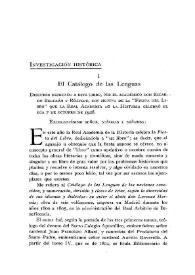 El Catálogo de las Lenguas : Discurso dedicado a este libro, por el académico don Ricardo Beltrán y Rózpide, con motivo de la "Fiesta del Libro" que la Real Academia de la Historia celebró el día 7 de octubre de 1928 / Ricardo Beltrán y Rózpide | Biblioteca Virtual Miguel de Cervantes