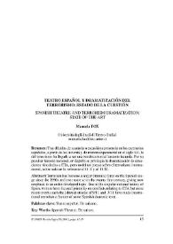 Teatro español y dramatización del terrorismo: estado de la cuestión = Spanish theatre and terrorism dramatization: state of the art / Manuela Fox | Biblioteca Virtual Miguel de Cervantes