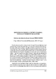 Gonzalo Torrente Ballester. "Escritos de teoría y crítica teatral". Edición e introducción de José Antonio Pérez Bowie. (Vigo: Editorial Academia del Hispanismo, 2009) / Javier Sánchez Zapatero | Biblioteca Virtual Miguel de Cervantes