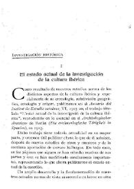 El estado actual de la investigación de la cultura ibérica / P. Bosch Gimpera | Biblioteca Virtual Miguel de Cervantes