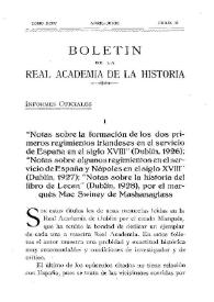 "Notas sobre la formación de los dos primeros regimientos irlandeses en el servicio de España en el siglo XVIII" (Dublín, 1926); "Notas sobre algunos regimientos en el servicio de España y Nápoles en el siglo XVIII" (Dublín, 1927); "Notas sobre la historia del libro de Lecan" (Dublín, 1928), por el marqués Mac Swiney de Mashanaglass / marqués de Lema | Biblioteca Virtual Miguel de Cervantes