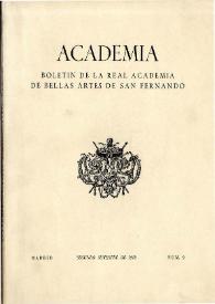 Academia : Boletín de la Real Academia de Bellas Artes de San Fernando. Segundo semestre 1959. Número 9. Preliminares e índice | Biblioteca Virtual Miguel de Cervantes