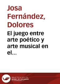 El juego entre arte poético y arte musical en el Romancero Lírico Español de los Siglos de Oro / Lola Josa y Mariano Lambea Castro | Biblioteca Virtual Miguel de Cervantes