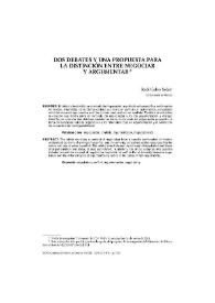 Dos debates y una propuesta para la distinción entre negociar y argumentar | Biblioteca Virtual Miguel de Cervantes