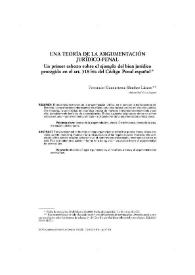 Una teoría de la argumentación jurídico-penal. Un primer esbozo, sobre el ejemplo del bien jurídico protegido en el artículo 318 bis del Código penal español | Biblioteca Virtual Miguel de Cervantes