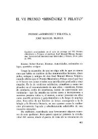 Premio "Menéndez Pelayo" a José Manuel Blecua / Claudio Guillén | Biblioteca Virtual Miguel de Cervantes