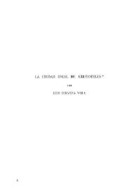 La ciudad ideal de Aristóteles / por Luis Cervera Vera | Biblioteca Virtual Miguel de Cervantes