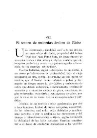 El tesoro de monedas árabes de Elche / José Lafuente Vidal | Biblioteca Virtual Miguel de Cervantes