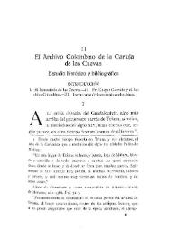 El Archivo Colombino de la Cartuja de las Cuevas. Estudio histórico y bibliográfico / Manuel Serrano y Sanz | Biblioteca Virtual Miguel de Cervantes
