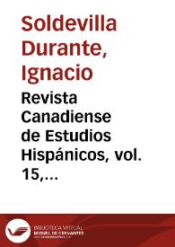 Revista Canadiense de Estudios Hispánicos, vol. 15, núm. 3 (primavera 1991). Introducción | Biblioteca Virtual Miguel de Cervantes