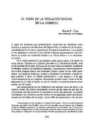 El tema de la violación sexual en la comedia / Frank P. Casa | Biblioteca Virtual Miguel de Cervantes