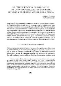 La "Consultación de los gatos" de Quevedo : relaciones con Lope de Vega y el teatro menor de la época / Alberto Acereda | Biblioteca Virtual Miguel de Cervantes