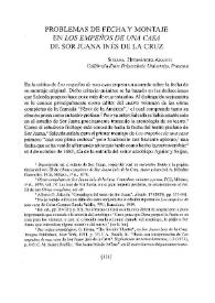 Problemas de fecha y montaje en "Los empeños de una casa" de Sor Juana Inés de la Cruz / Susana Hernández Araico | Biblioteca Virtual Miguel de Cervantes