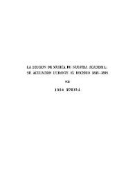 La Sección de Música de nuestra Academia : Su actuación durante el decenio 1883-1893 / por José Subirá | Biblioteca Virtual Miguel de Cervantes