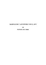 Falsificación y autenticidad en el arte / por Francisco de Cossío | Biblioteca Virtual Miguel de Cervantes