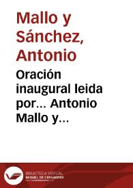 Oración inaugural leida por... Antonio Mallo y Sánchez... en el acto solemne de la apertura del curso de 1865 á 1866 en la Universidad de Granada | Biblioteca Virtual Miguel de Cervantes