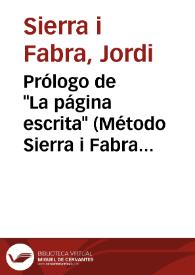 Prólogo de "La página escrita" (Método Sierra i Fabra para jóvenes escritores) | Biblioteca Virtual Miguel de Cervantes