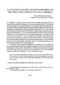 La teatralidad de las fiestas barrocas del peruano Lorenzo de las Llamosas / Susana Hernández Araico | Biblioteca Virtual Miguel de Cervantes