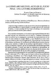 La ejemplaridad en el auto de "El Juicio Final". Una lectura horizóntica / Blanca López de Mariscal | Biblioteca Virtual Miguel de Cervantes