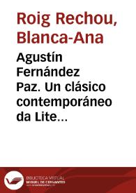 Agustín Fernández Paz. Un clásico contemporáneo da Literatura Infantil e Xuvenil galega / Blanca-Ana Roig Rechou | Biblioteca Virtual Miguel de Cervantes