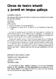 Obras de teatro infantil y juvenil en lengua gallega / [Julia Butiñá Jiménez, Núria Tubau i Jordi] | Biblioteca Virtual Miguel de Cervantes