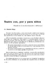 Teatro con, por, y para niños / de Martín Olaya | Biblioteca Virtual Miguel de Cervantes