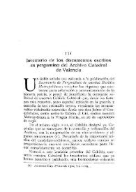 Inventario de los documentos escritos en pergamino del Archivo Catedral de Valencia [I] / Elías Olmos Canalda | Biblioteca Virtual Miguel de Cervantes