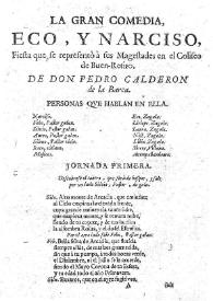 Eco y Narciso / Pedro Calderón de la Barca | Biblioteca Virtual Miguel de Cervantes