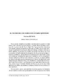 "El teatro de los hermanos Álvarez Quintero", (Murcia: Editum, 2010, 246 pás.) [Reseña] / Antonio Fernández Insuela | Biblioteca Virtual Miguel de Cervantes