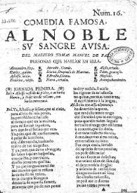 Al noble su sangre avisa / del maestro Tomas Manuel de Paz | Biblioteca Virtual Miguel de Cervantes