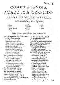Amado y aborrecido / de don Pedro Calderon | Biblioteca Virtual Miguel de Cervantes