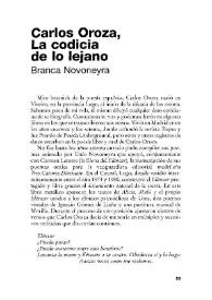 Carlos Oroza, la codicia de lo lejano / Branca Novoneyra | Biblioteca Virtual Miguel de Cervantes