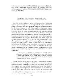 Lectura de poesía venezolana [Reseñas] / Jorge Rodríguez Padrón | Biblioteca Virtual Miguel de Cervantes