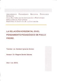 La relación horizontal en el pensamiento pedagógico de Paulo Freire / Germán Ignacio Alonzo Carias | Biblioteca Virtual Miguel de Cervantes