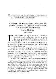 Catálogo de documentos relacionados con la Historia de España, existentes en los archivos portugueses. Siglos XI a XV / Amalio Huarte | Biblioteca Virtual Miguel de Cervantes