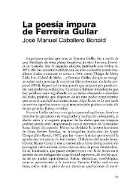 La poesía impura de Ferreira Gullar : = A poesia impura de Ferreira Gullar / José Manuel Caballero Bonald | Biblioteca Virtual Miguel de Cervantes
