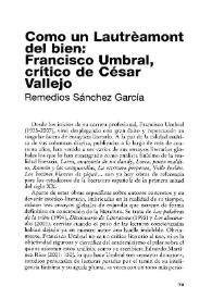 Como un Lautrèamont del bien : Francisco Umbral, crítico de César Vallejo / Remedios Sánchez García | Biblioteca Virtual Miguel de Cervantes