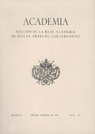 Academia : Boletín de la Real Academia de Bellas Artes de San Fernando. Segundo semestre 1974. Número 39. Preliminares e índice | Biblioteca Virtual Miguel de Cervantes