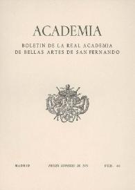 Academia : Boletín de la Real Academia de Bellas Artes de San Fernando. Número 40 (primer semestre 1975). Preliminares e índice | Biblioteca Virtual Miguel de Cervantes