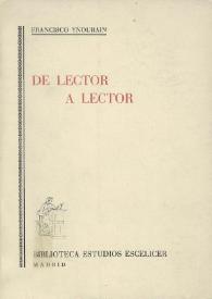De lector a lector / Francisco Ynduráin | Biblioteca Virtual Miguel de Cervantes
