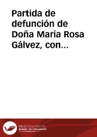 Partida de defunción de Doña María Rosa Gálvez, con fecha de 2 de octubre de 1806 | Biblioteca Virtual Miguel de Cervantes