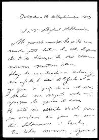 Carta de Leopoldo Alas Clarín a Rafael Altamira. Oviedo, 16 de septiembre de 1897 | Biblioteca Virtual Miguel de Cervantes