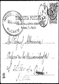 Tarjeta postal de J. Lázaro Galdiano a Rafael Altamira. París, 6 de agosto de 1902 | Biblioteca Virtual Miguel de Cervantes