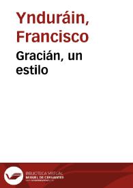 Gracián, un estilo | Biblioteca Virtual Miguel de Cervantes
