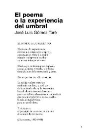El poema o la experiencia en el umbral / José Luis Gómez Toré | Biblioteca Virtual Miguel de Cervantes
